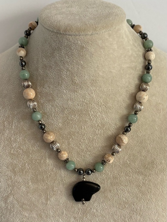 Jewelry - Natural Stone Beaded Necklace Teal Mint Pendant Boho Artisan Jewelry